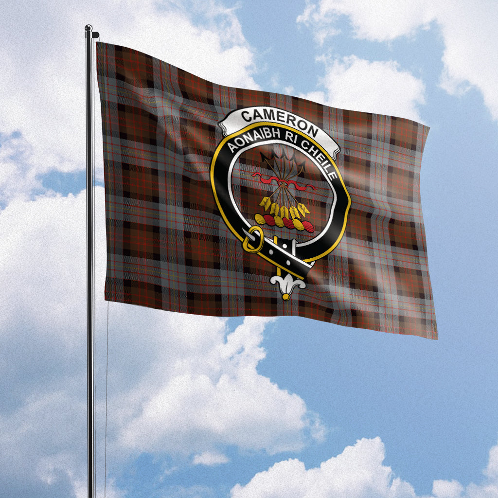 Cameron of Erracht Weathered Tartan Flag with Family Crest House Flag (Horizontal) - Tartan Vibes Clothing