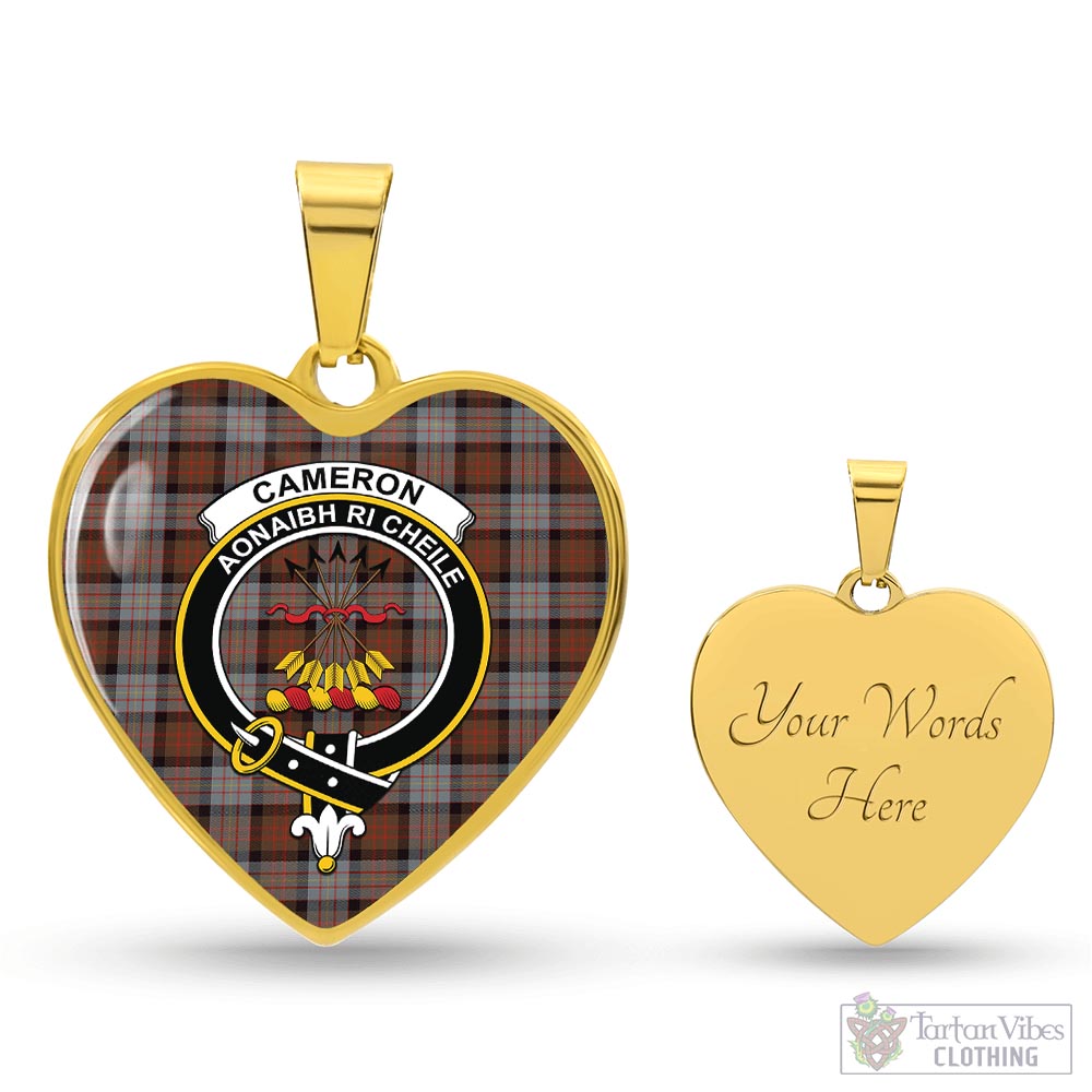 Tartan Vibes Clothing Cameron of Erracht Weathered Tartan Heart Necklace with Family Crest