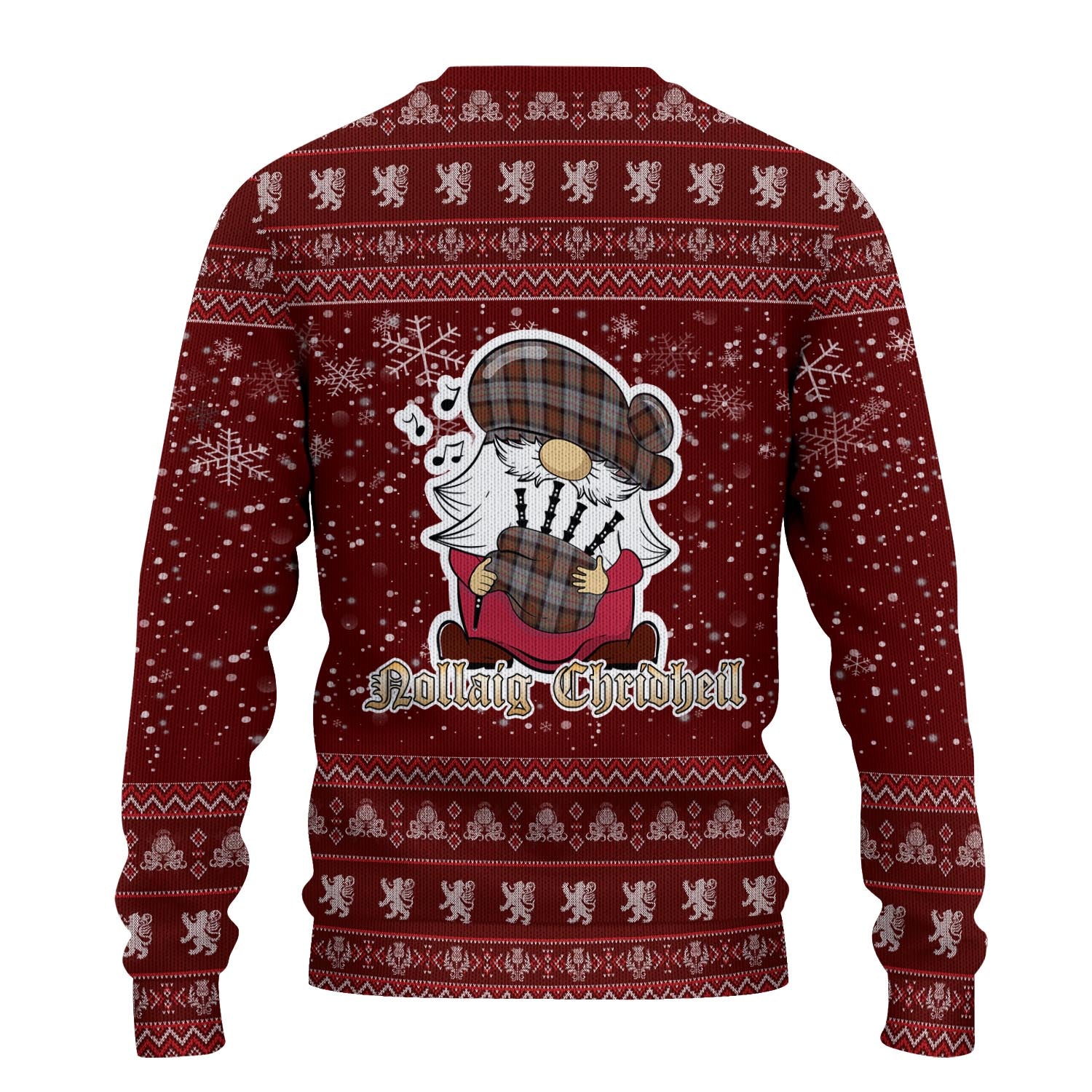 Cameron of Erracht Weathered Clan Christmas Family Knitted Sweater with Funny Gnome Playing Bagpipes - Tartanvibesclothing