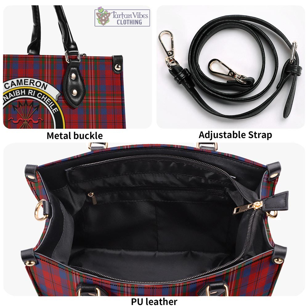 Tartan Vibes Clothing Cameron of Locheil Tartan Luxury Leather Handbags with Family Crest