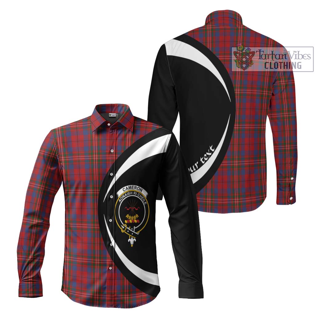 Cameron of Locheil Tartan Long Sleeve Button Up with Family Crest Circle Style Men's Shirt S - Tartan Vibes Clothing