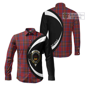 Cameron of Locheil Tartan Long Sleeve Button Up with Family Crest Circle Style