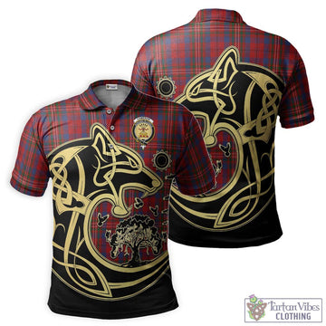 Cameron of Locheil Tartan Polo Shirt with Family Crest Celtic Wolf Style