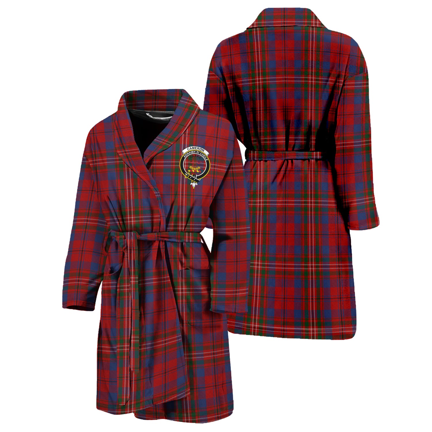 Cameron of Locheil Tartan Bathrobe with Family Crest Unisex S - Tartan Vibes Clothing