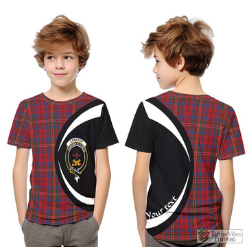 Cameron of Locheil Tartan Kid T-Shirt with Family Crest Circle Style