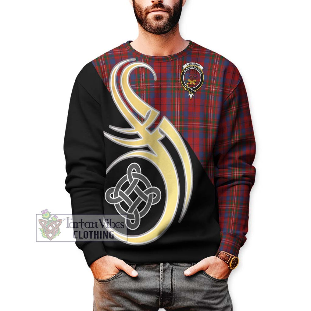 Cameron of Locheil Tartan Sweatshirt with Family Crest and Celtic Symbol Style Unisex - Tartan Vibes Clothing