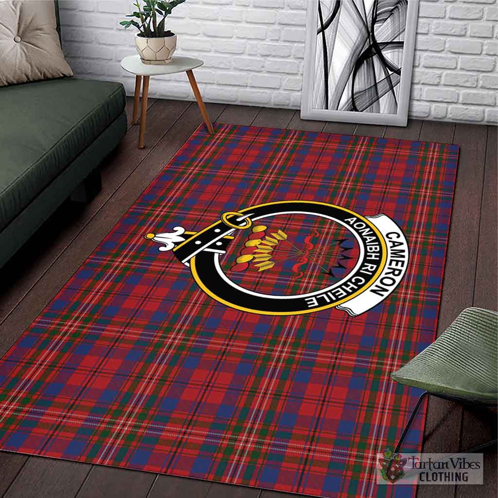 Tartan Vibes Clothing Cameron of Locheil Tartan Area Rug with Family Crest