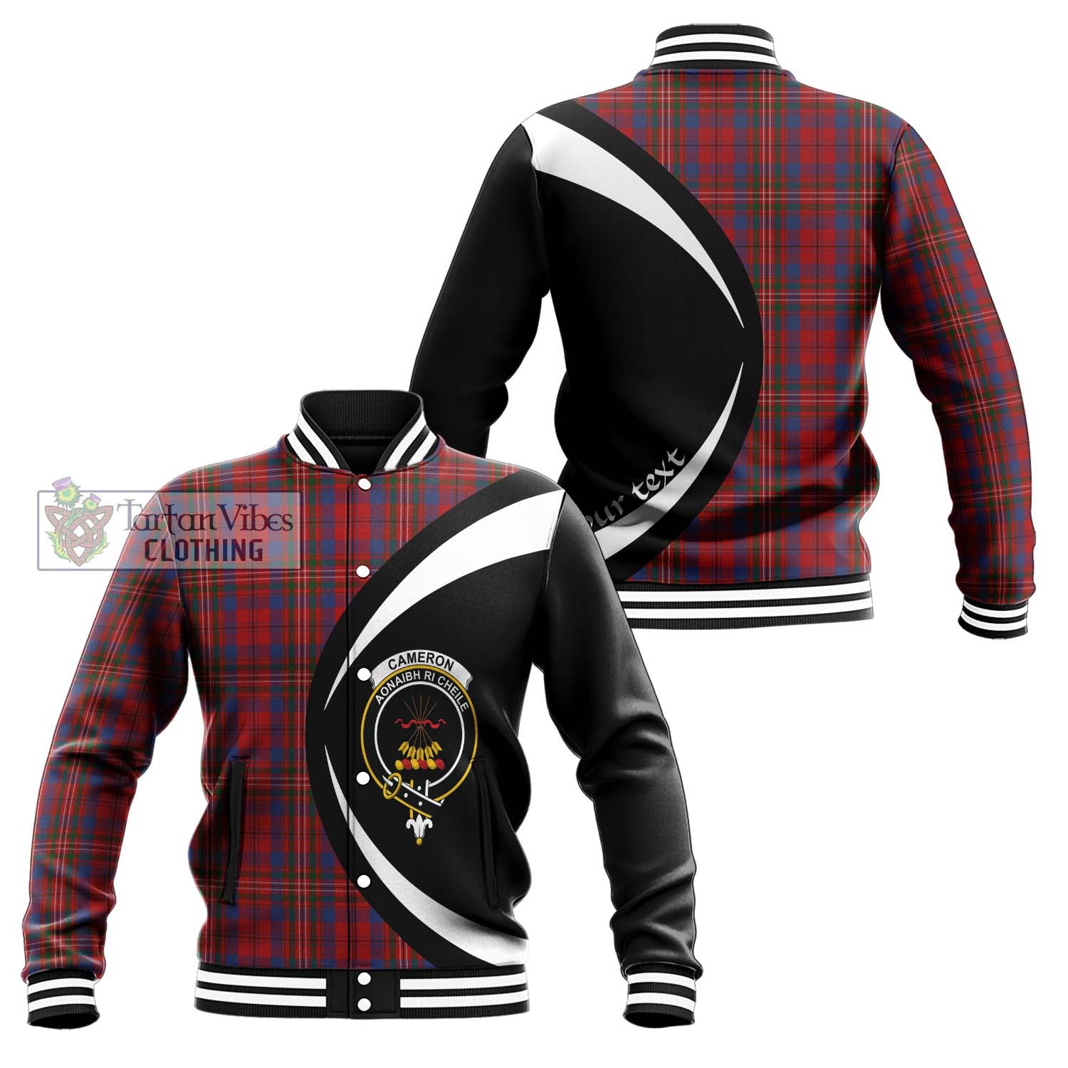 Cameron of Locheil Tartan Baseball Jacket with Family Crest Circle Style Unisex - Tartan Vibes Clothing