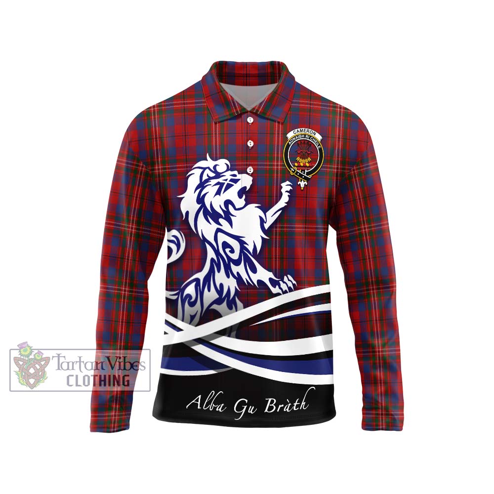 Cameron of Locheil Tartan Long Sleeve Polo Shirt with Alba Gu Brath Regal Lion Emblem Unisex - Tartanvibesclothing Shop