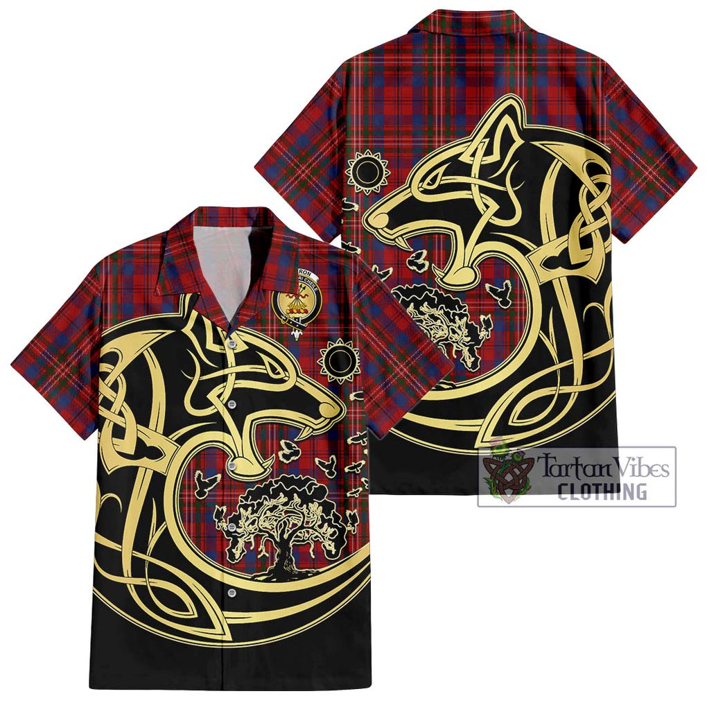 Cameron of Locheil Tartan Short Sleeve Button Shirt with Family Crest Celtic Wolf Style Kid - Tartan Vibes Clothing