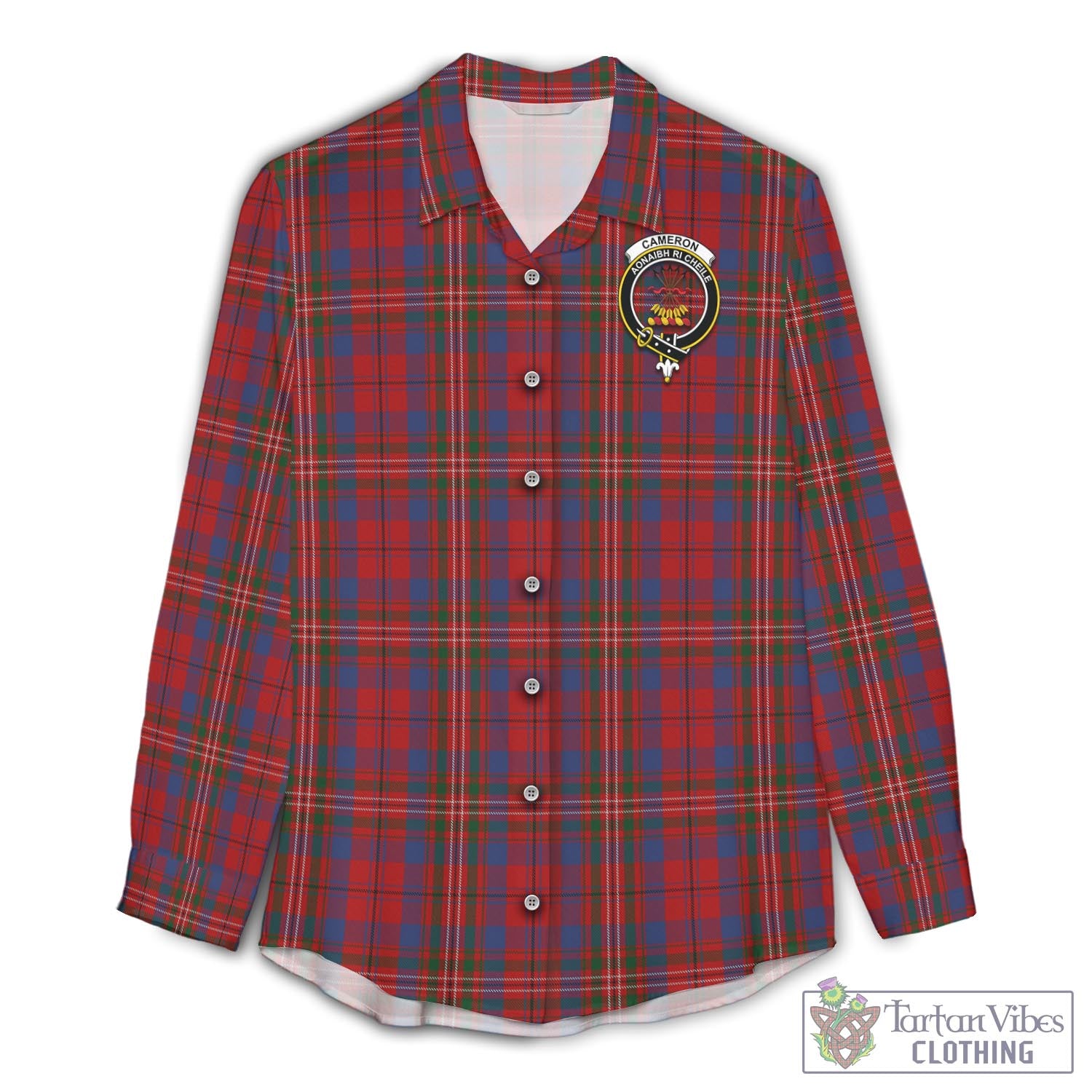 Tartan Vibes Clothing Cameron of Locheil Tartan Womens Casual Shirt with Family Crest