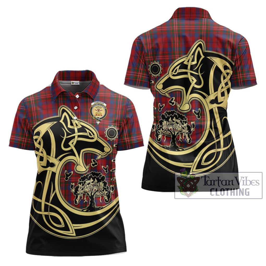 Cameron of Locheil Tartan Women's Polo Shirt with Family Crest Celtic Wolf Style Women - Tartanvibesclothing Shop