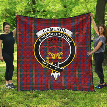 Cameron of Locheil Tartan Quilt with Family Crest