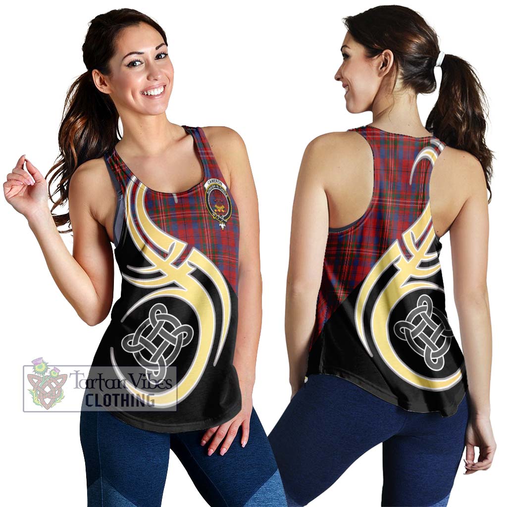 Cameron of Locheil Tartan Women's Racerback Tanks with Family Crest and Celtic Symbol Style 4XL - Tartan Vibes Clothing