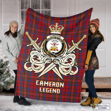 Cameron of Locheil Tartan Blanket with Clan Crest and the Golden Sword of Courageous Legacy