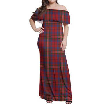 Cameron of Locheil Tartan Off Shoulder Long Dress