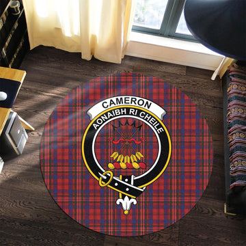 Cameron of Locheil Tartan Round Rug with Family Crest