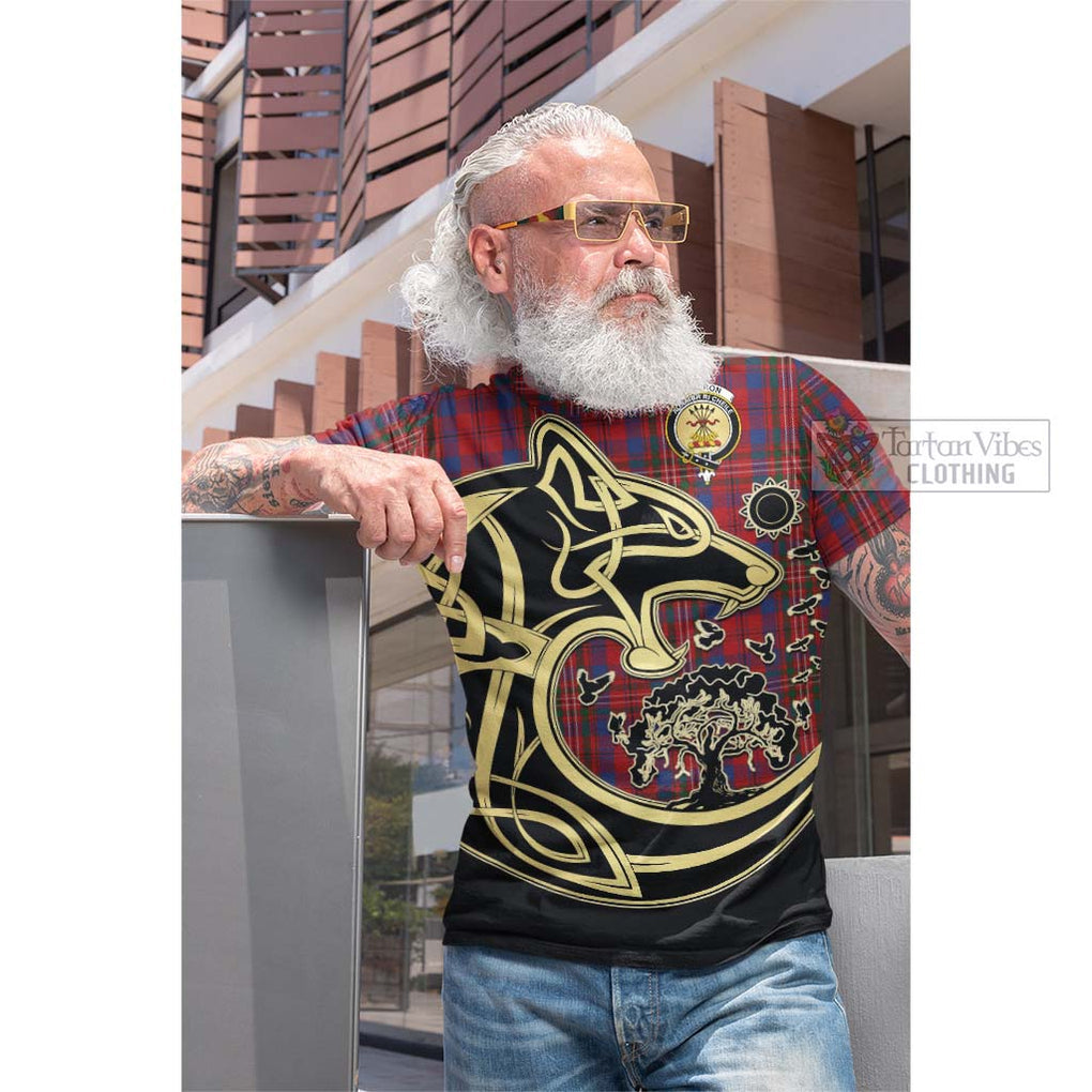 Tartan Vibes Clothing Cameron of Locheil Tartan Cotton T-shirt with Family Crest Celtic Wolf Style