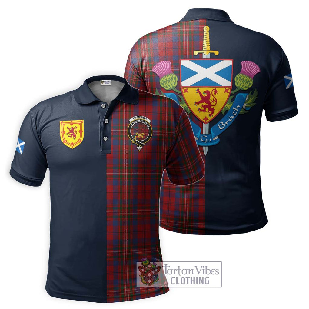 Tartan Vibes Clothing Cameron of Locheil Tartan Polo Shirt with Scottish Lion Royal Arm Half Style