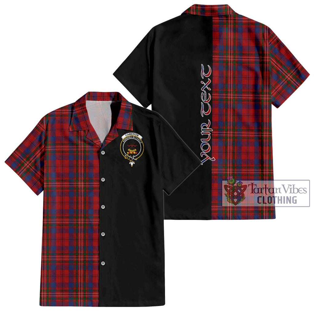 Cameron of Locheil Tartan Short Sleeve Button Shirt with Family Crest and Half Of Me Style Kid - Tartanvibesclothing Shop