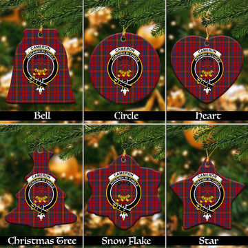 Cameron of Locheil Tartan Christmas Ceramic Ornaments with Family Crest