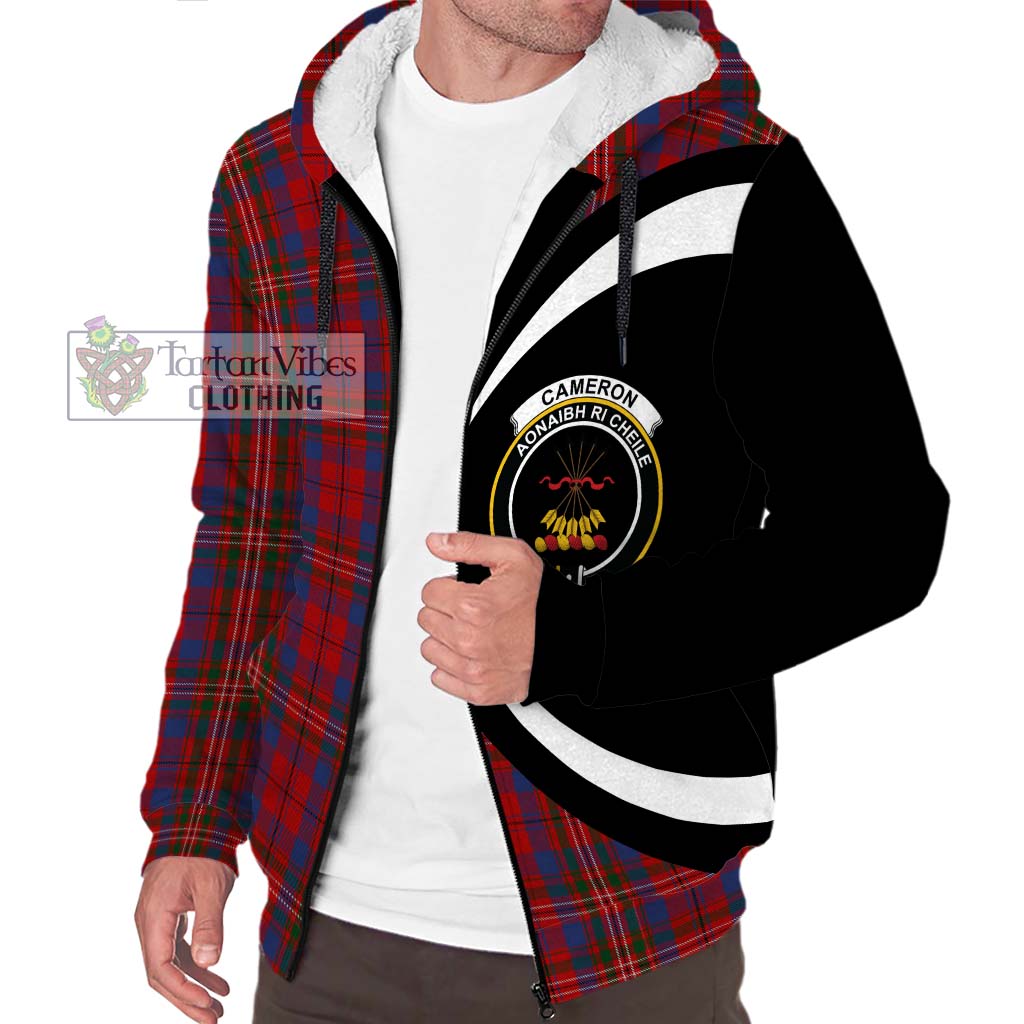 Cameron of Locheil Tartan Sherpa Hoodie with Family Crest Circle Style Unisex S - Tartan Vibes Clothing