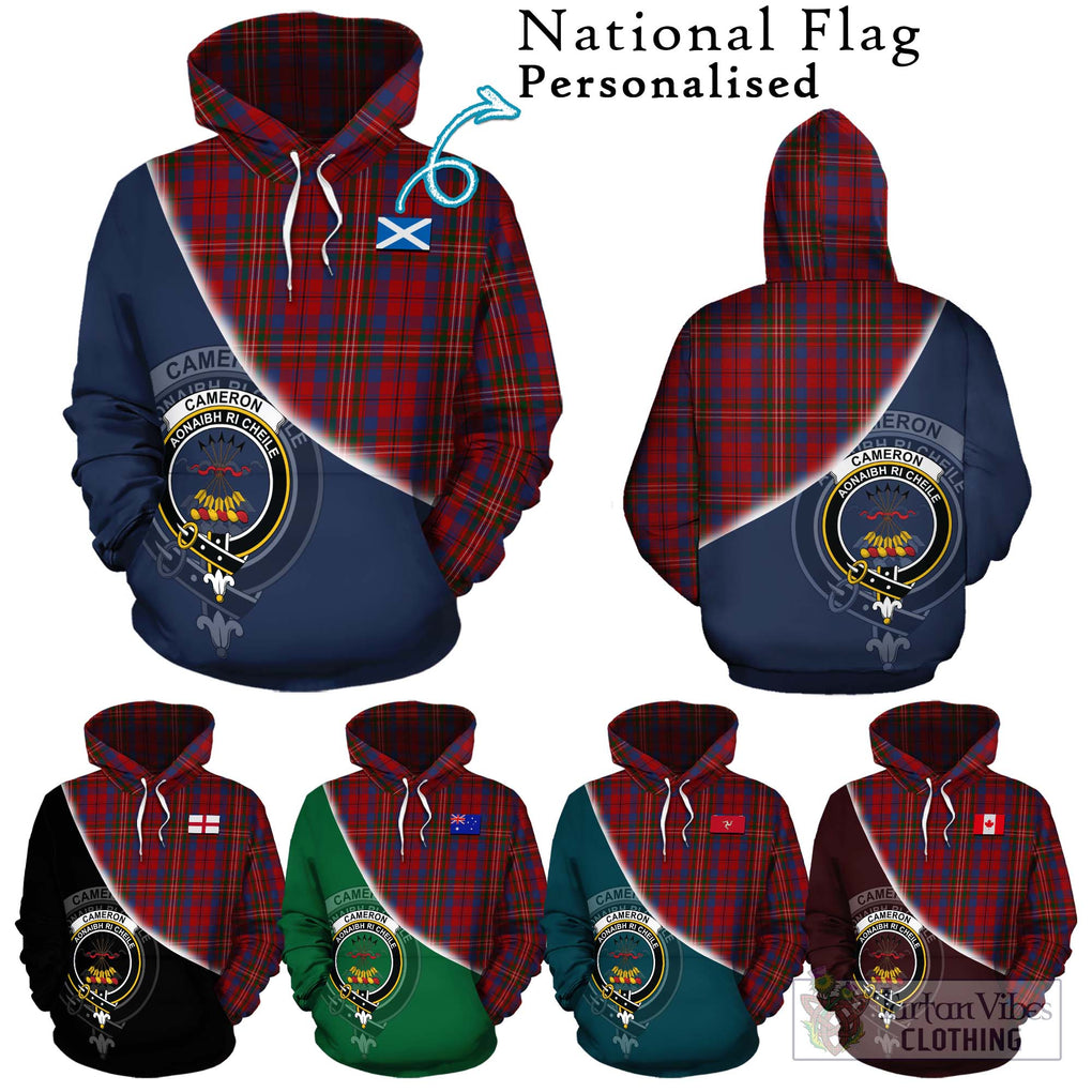 Cameron of Locheil Tartan Hoodie with Personalised National Flag and Family Crest Half Style Zip Hoodie - Tartanvibesclothing Shop