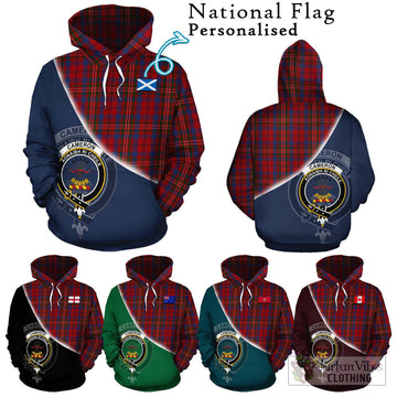 Cameron of Locheil Tartan Hoodie with Personalised National Flag and Family Crest Half Style