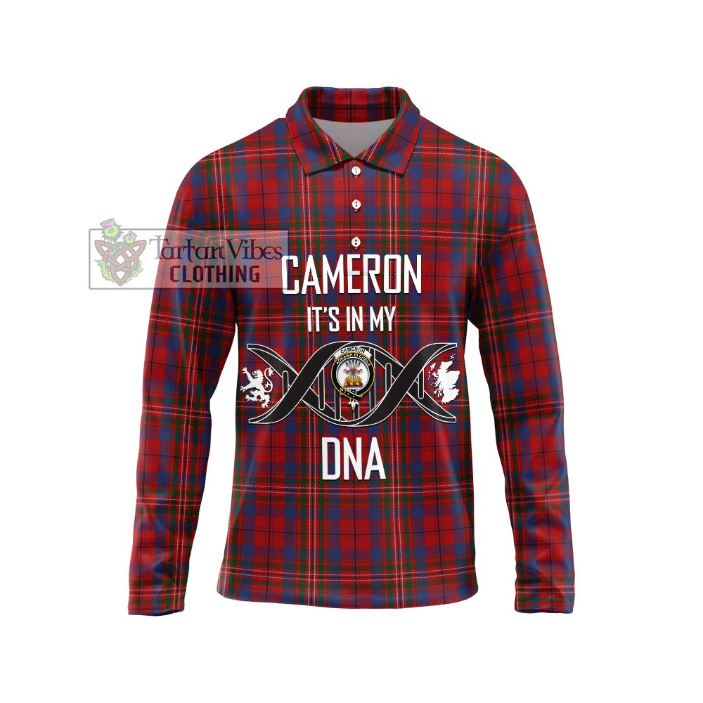 Cameron of Locheil Tartan Long Sleeve Polo Shirt with Family Crest DNA In Me Style Unisex - Tartanvibesclothing Shop