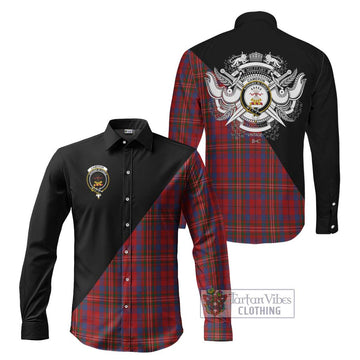 Cameron of Locheil Tartan Long Sleeve Button Shirt with Family Crest and Military Logo Style