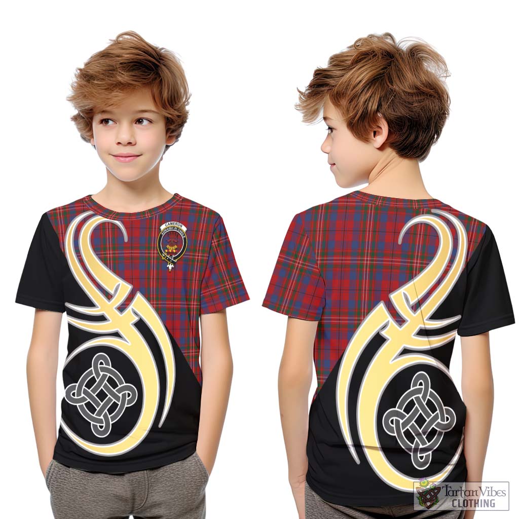 Cameron of Locheil Tartan Kid T-Shirt with Family Crest and Celtic Symbol Style Youth XL Size14 - Tartan Vibes Clothing