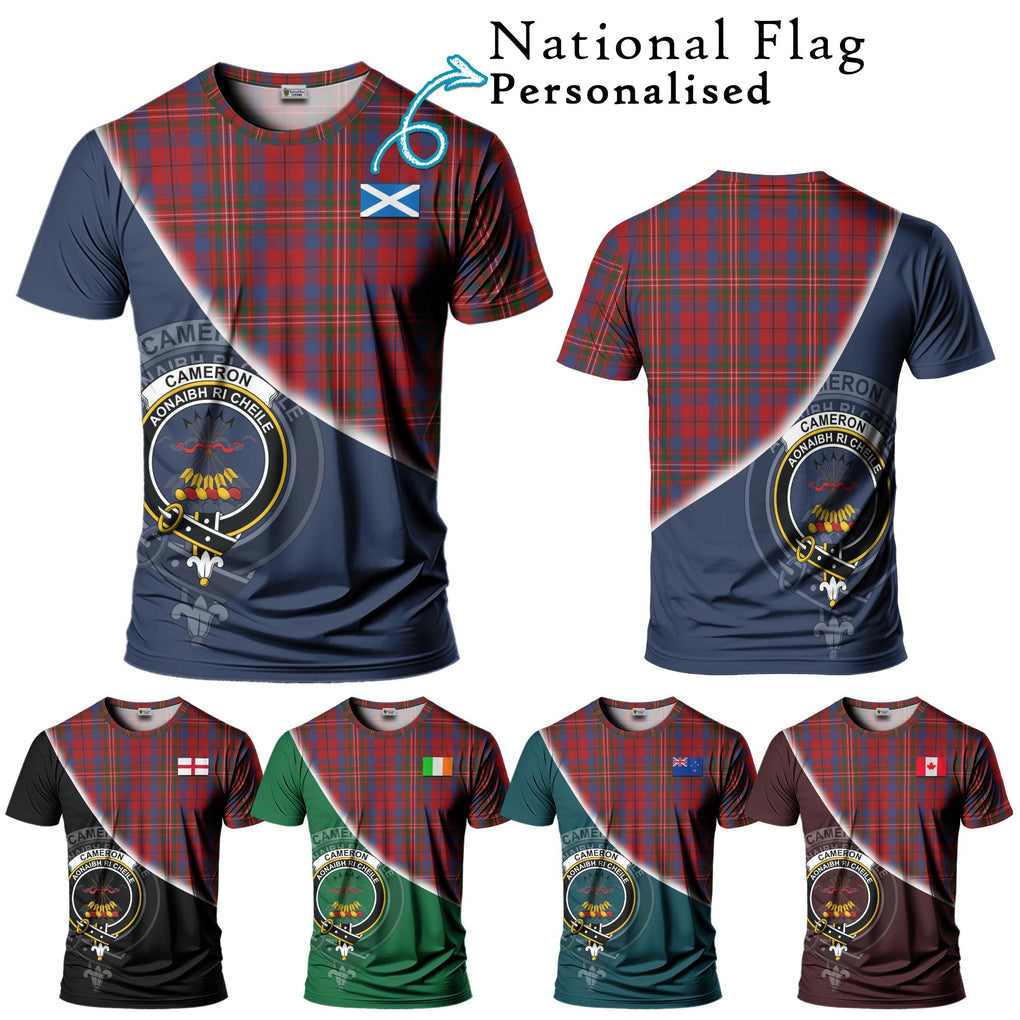 Cameron of Locheil Tartan T-Shirt with Personalised National Flag and Family Crest Half Style Kid's Shirt - Tartanvibesclothing Shop