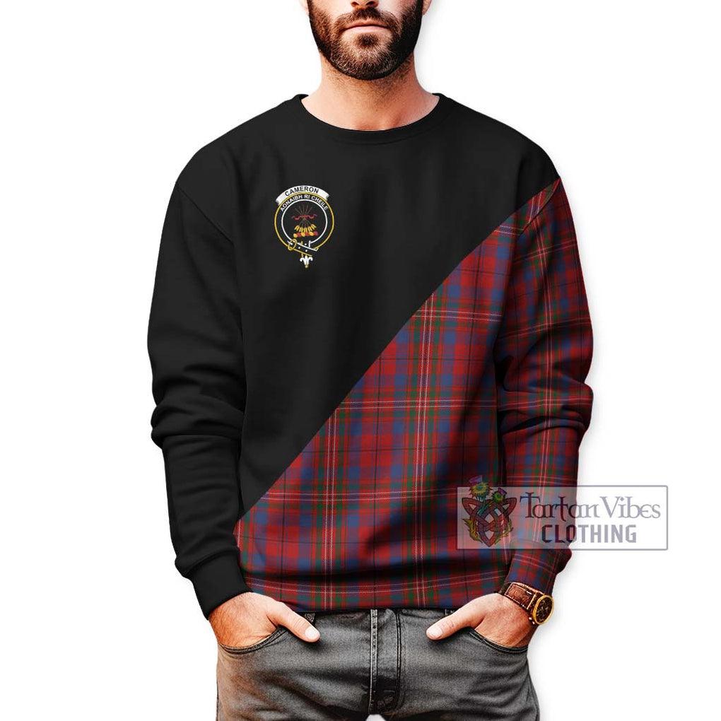 Cameron of Locheil Tartan Sweatshirt with Family Crest and Military Logo Style Unisex - Tartanvibesclothing Shop