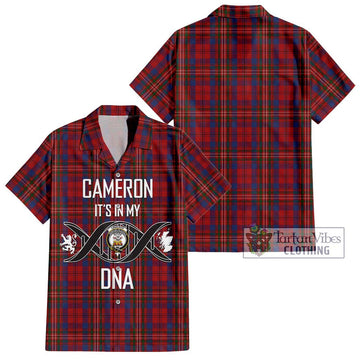 Cameron of Locheil Tartan Short Sleeve Button Shirt with Family Crest DNA In Me Style