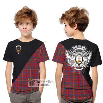 Cameron of Locheil Tartan Kid T-Shirt with Family Crest and Military Logo Style