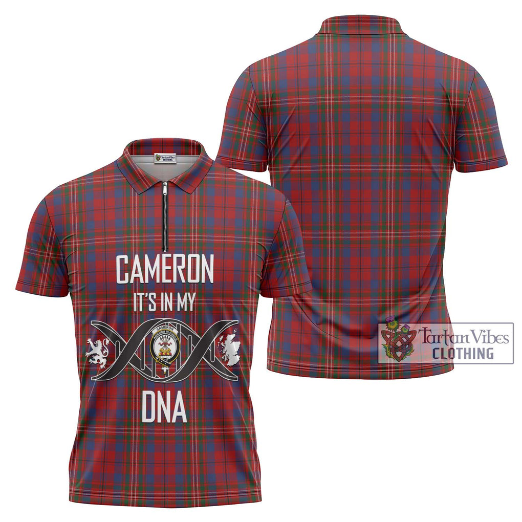 Cameron of Locheil Tartan Zipper Polo Shirt with Family Crest DNA In Me Style Unisex - Tartanvibesclothing Shop