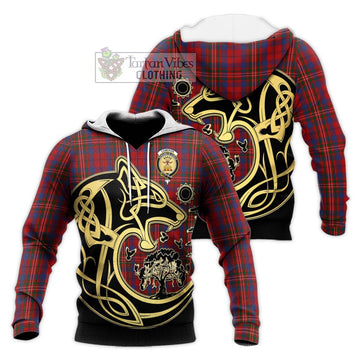 Cameron of Locheil Tartan Knitted Hoodie with Family Crest Celtic Wolf Style