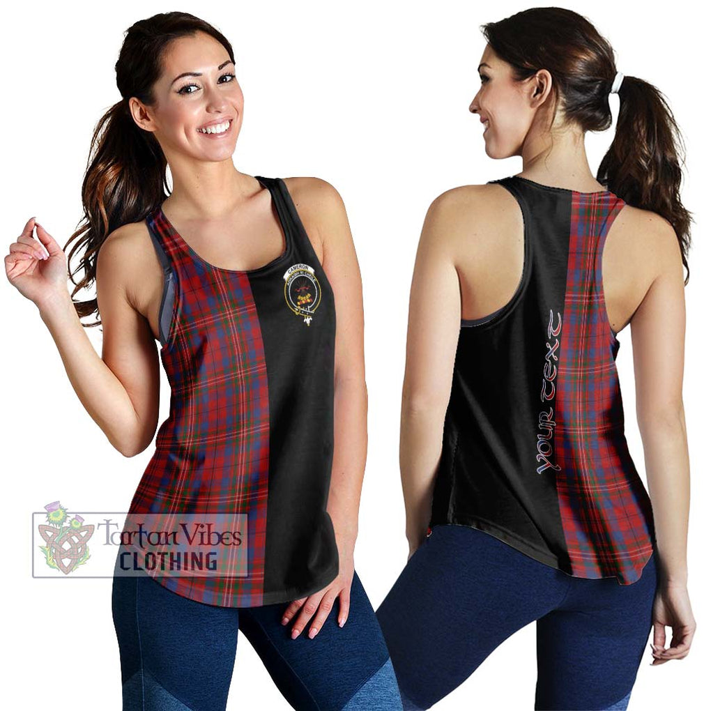 Cameron of Locheil Tartan Women's Racerback Tanks with Family Crest and Half Of Me Style 4XL - Tartanvibesclothing Shop