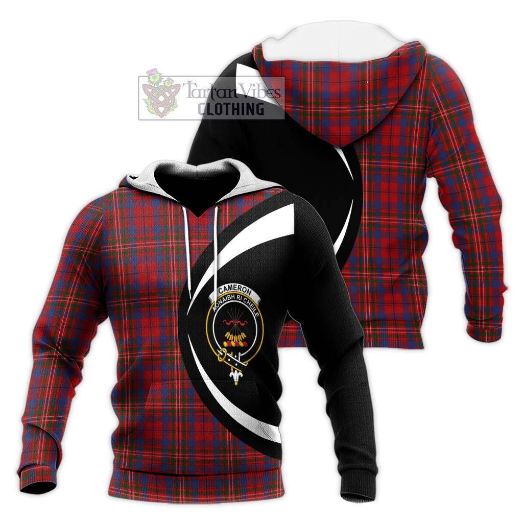 Cameron of Locheil Tartan Knitted Hoodie with Family Crest Circle Style Unisex Knitted Pullover Hoodie - Tartan Vibes Clothing