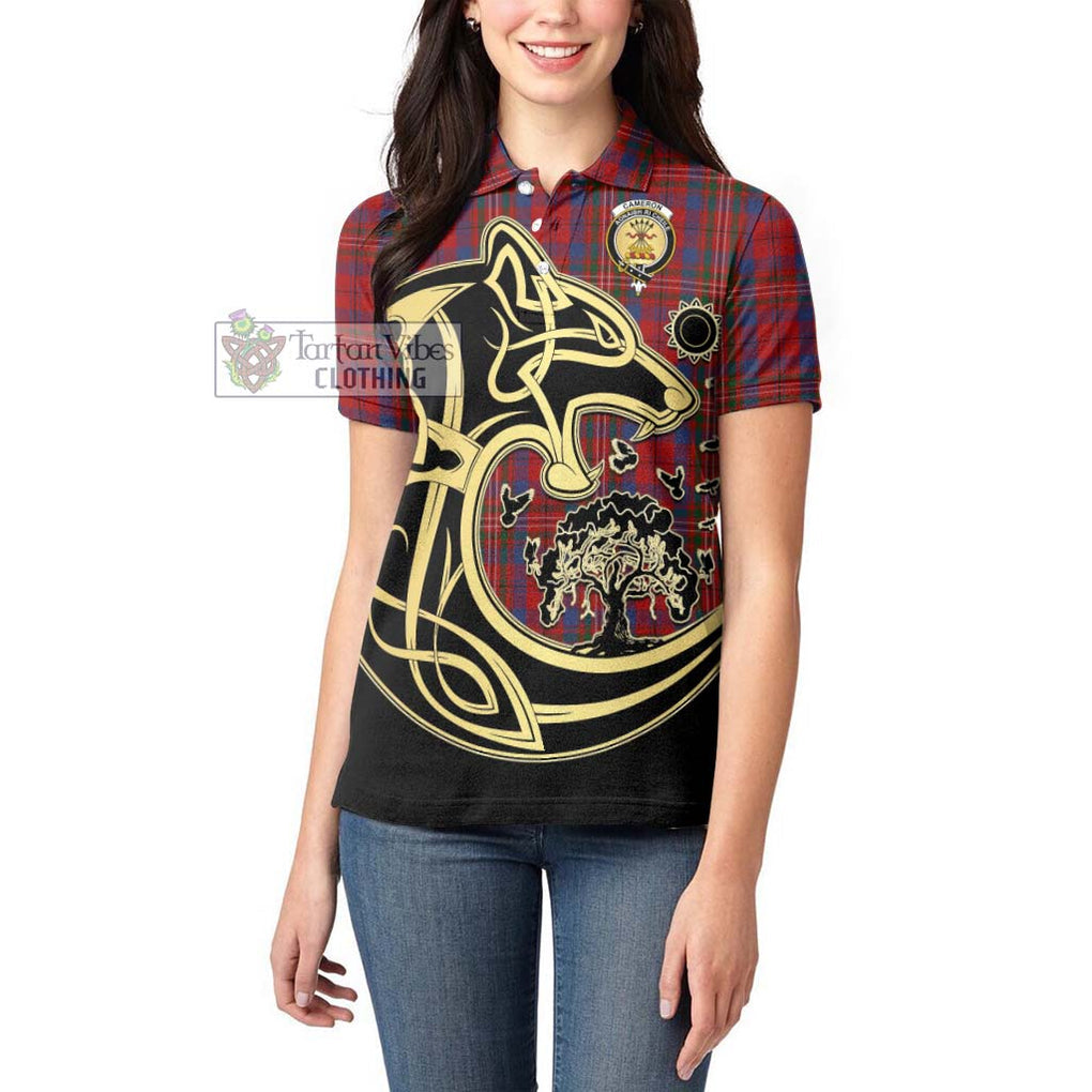 Cameron of Locheil Tartan Women's Polo Shirt with Family Crest Celtic Wolf Style - Tartanvibesclothing Shop