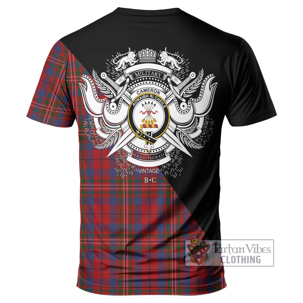 Cameron of Locheil Tartan T-Shirt with Family Crest and Military Logo Style - Tartanvibesclothing Shop