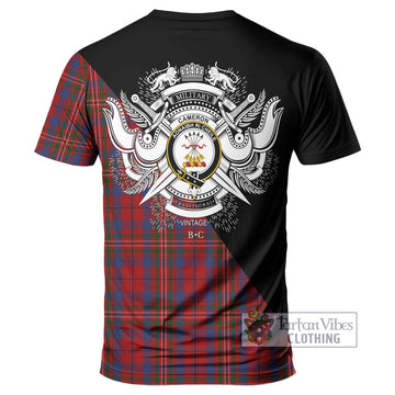 Cameron of Locheil Tartan T-Shirt with Family Crest and Military Logo Style