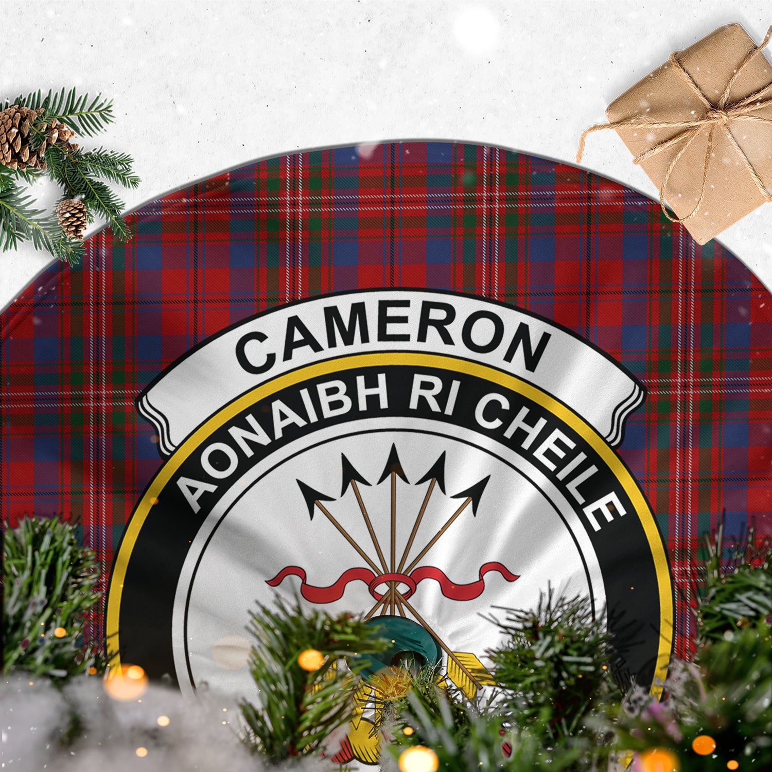 Cameron of Locheil Tartan Christmas Tree Skirt with Family Crest - Tartanvibesclothing