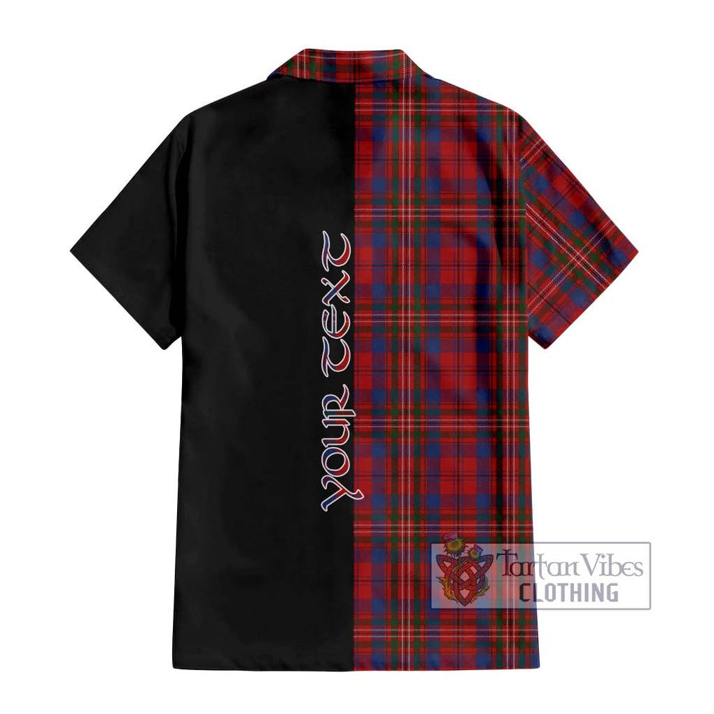 Cameron of Locheil Tartan Short Sleeve Button Shirt with Family Crest and Half Of Me Style - Tartanvibesclothing Shop