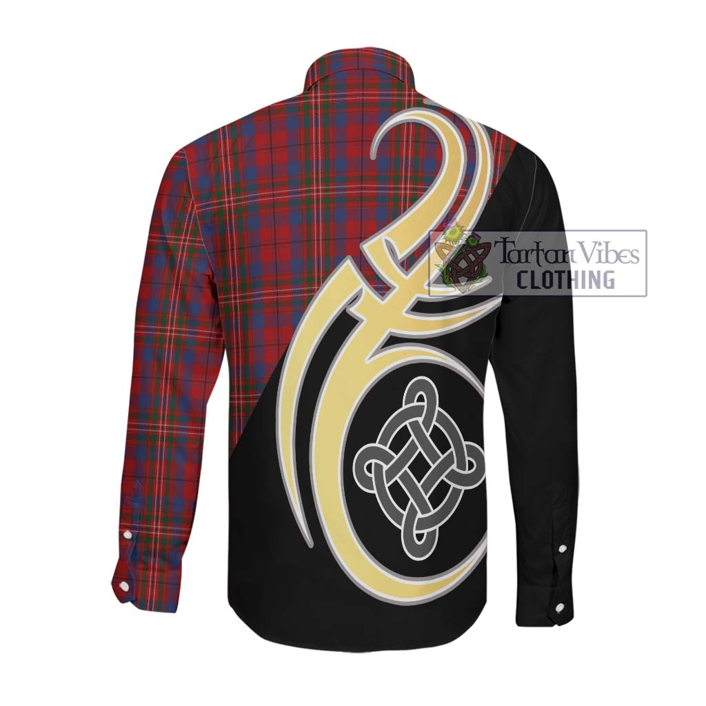 Cameron of Locheil Tartan Long Sleeve Button Shirt with Family Crest and Celtic Symbol Style Men's Shirt - Tartan Vibes Clothing