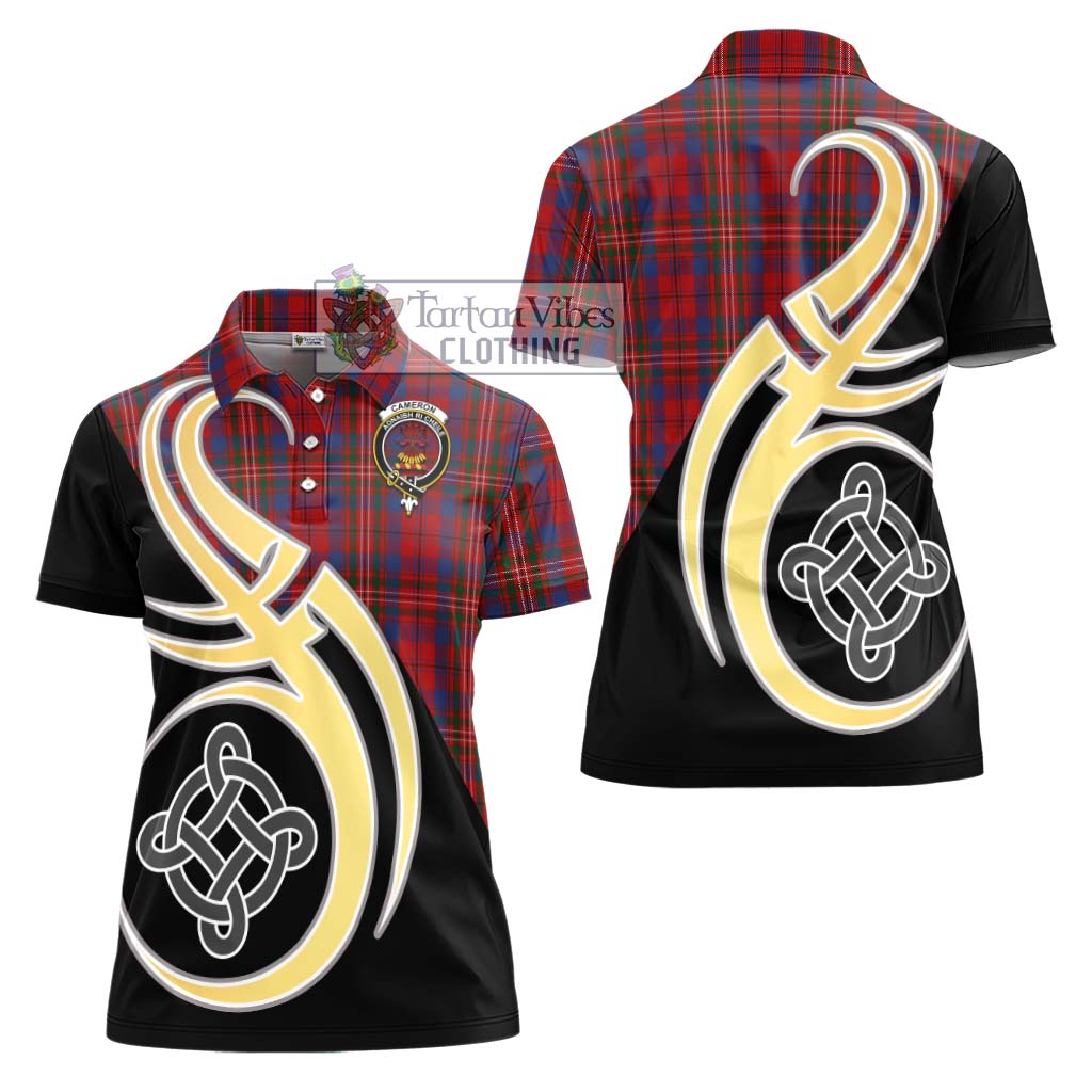 Cameron of Locheil Tartan Women's Polo Shirt with Family Crest and Celtic Symbol Style - Tartan Vibes Clothing