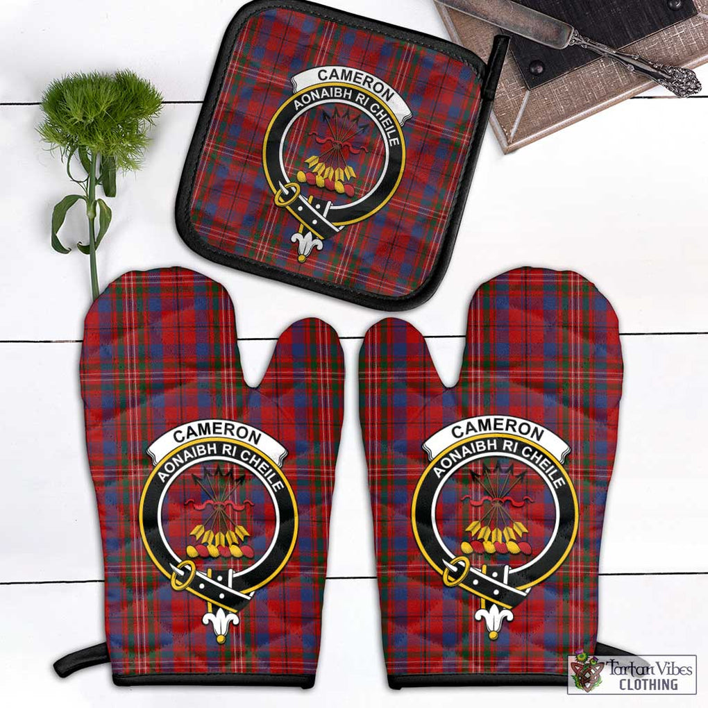 Cameron of Locheil Tartan Combo Oven Mitt & Pot-Holder with Family Crest Combo 1 Oven Mitt & 1 Pot-Holder Black - Tartan Vibes Clothing