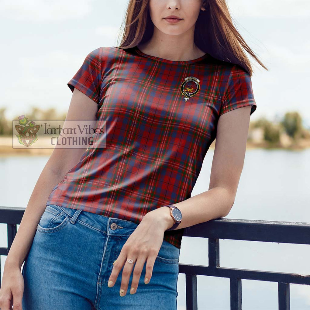 Cameron of Locheil Tartan Cotton T-Shirt with Family Crest Women's Shirt - Tartanvibesclothing Shop