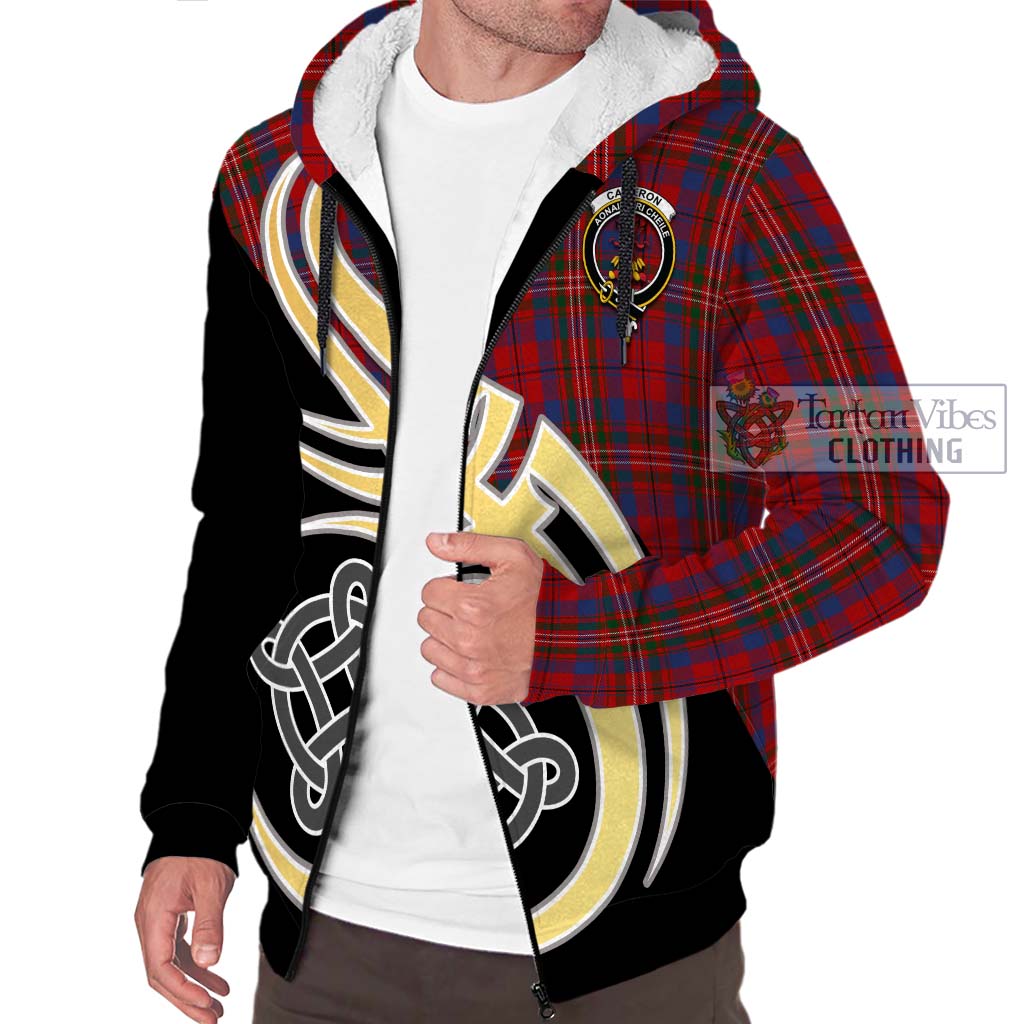 Cameron of Locheil Tartan Sherpa Hoodie with Family Crest and Celtic Symbol Style - Tartan Vibes Clothing