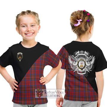 Cameron of Locheil Tartan Kid T-Shirt with Family Crest and Military Logo Style